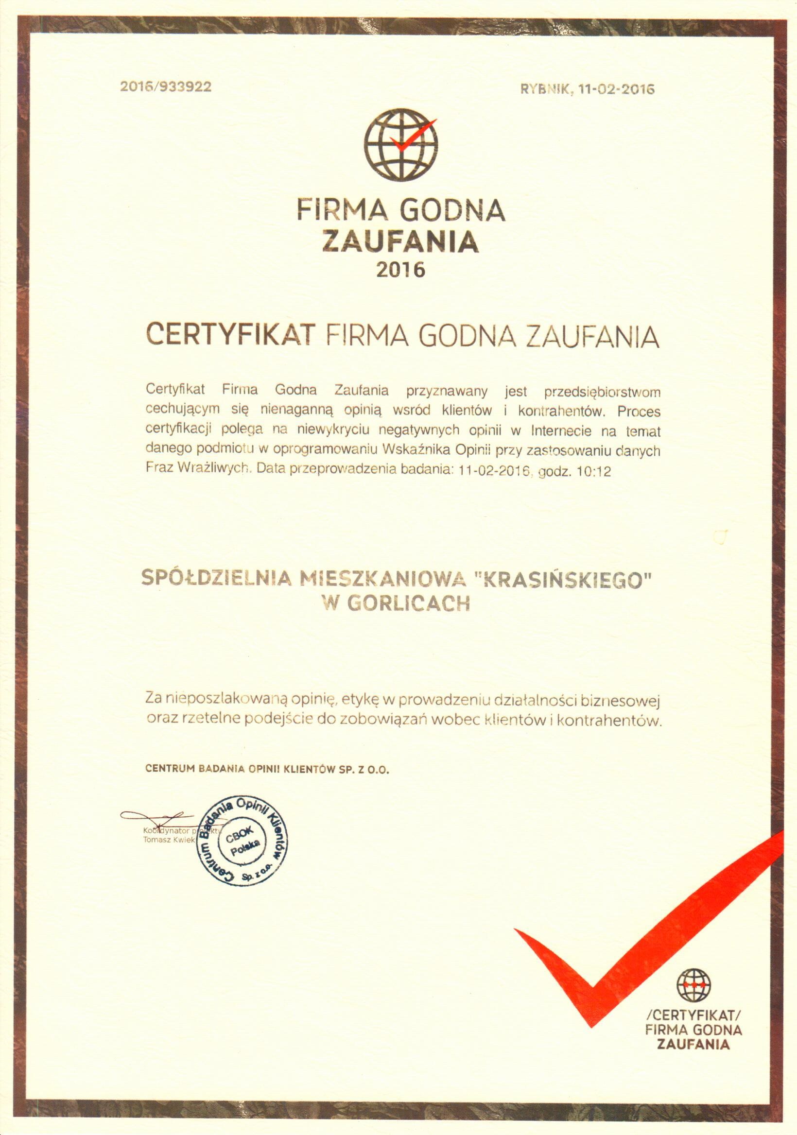   Certyfikat